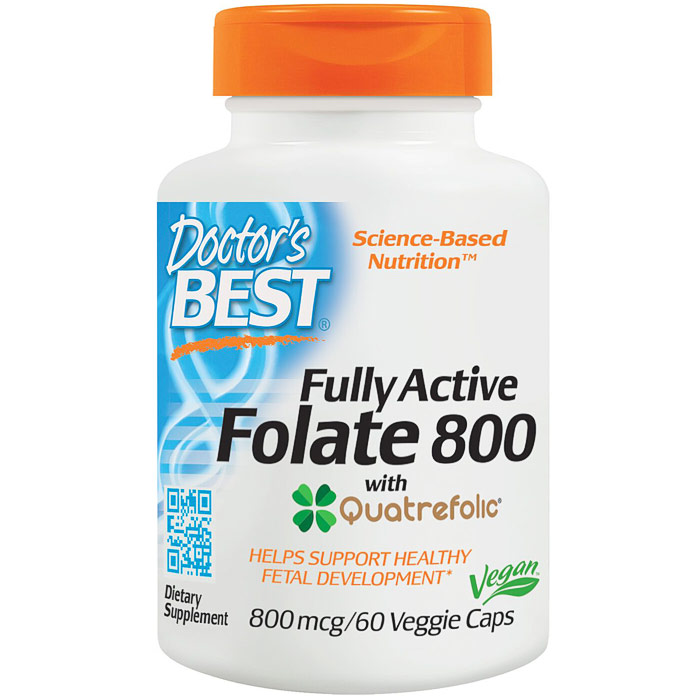 Fully Active Folate 800 with Quatrefolic, 60 Veggie Caps, Doctors Best