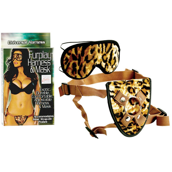 Furplay Harness & Mask - Brown Tiger, California Exotic Novelties