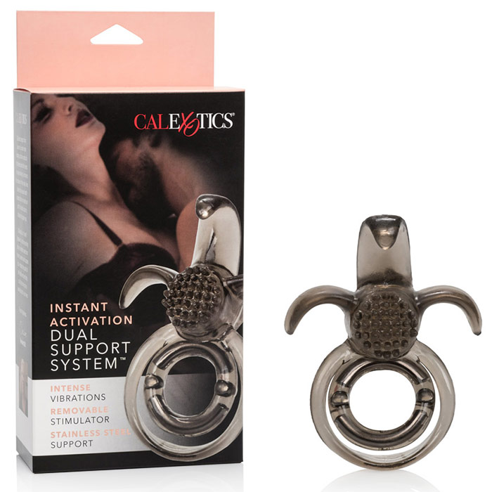 Instant Activation Dual Support Enhancement System, Vibrating Cockring with Clit Stimulator, California Exotic Novelties