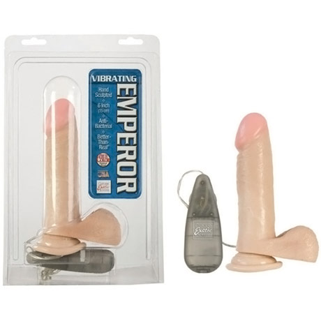 Vibrating Emperor Dong 6 Inch Ivory with Suction Cup & Lubricant, California Exotic Novelties
