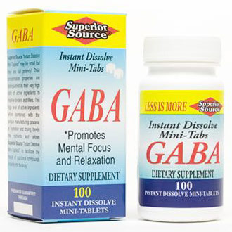 GABA (Gamma-Aminobutyric Acid) 100 mg, 100 Instant Dissolve Tablets, Superior Source