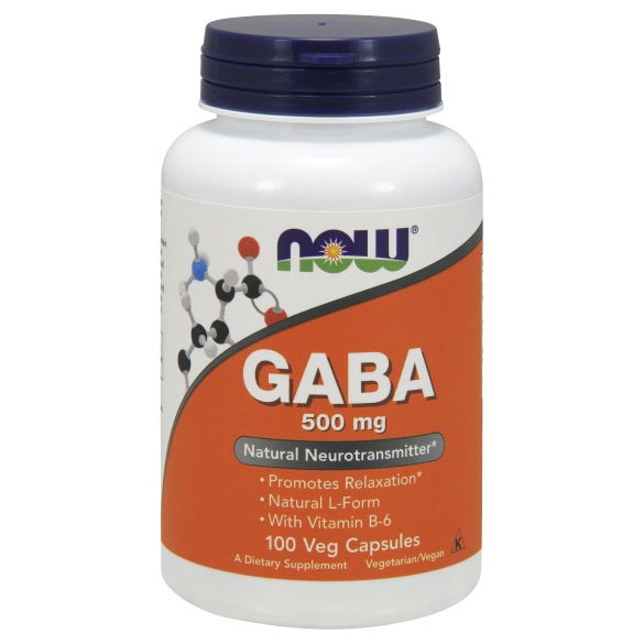 GABA Gamma Aminobutyric Ac 500 mg + B-6 2 mg 100 Caps, NOW Foods