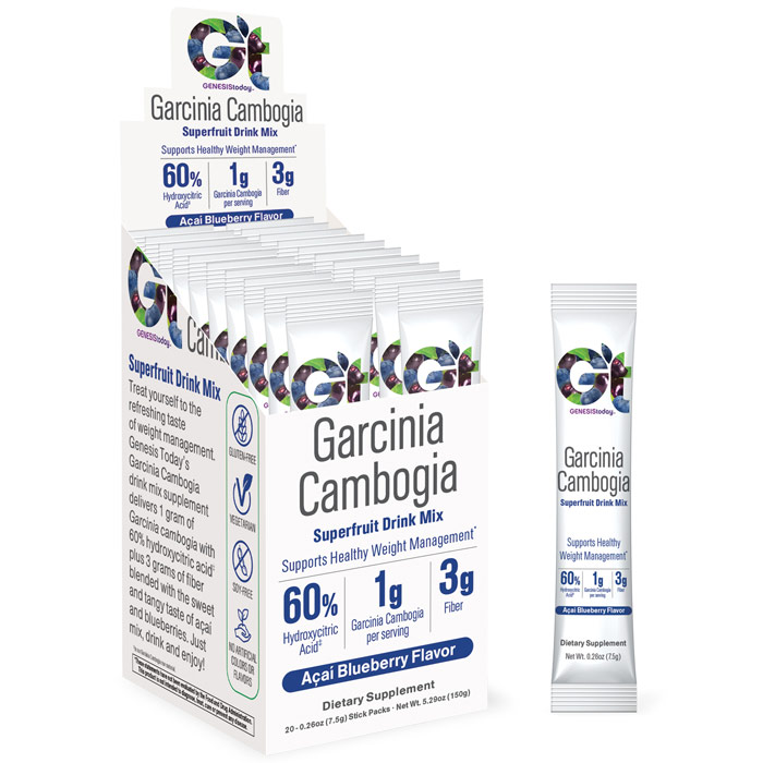 Garcinia Cambogia Superfruit Drink Mix - Acai Blueberry, 20 Stick Packs, Genesis Today