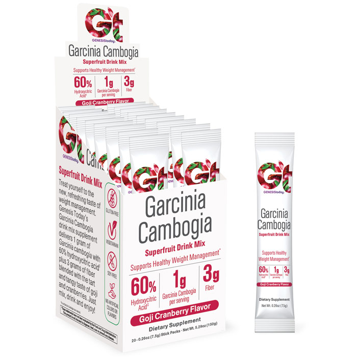 Garcinia Cambogia Superfruit Drink Mix - Goji Cranberry, 20 Stick Packs, Genesis Today