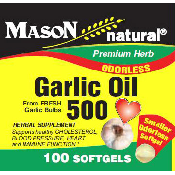 Mason Natural Garlic Oil 500, 100 Softgels, Mason Natural