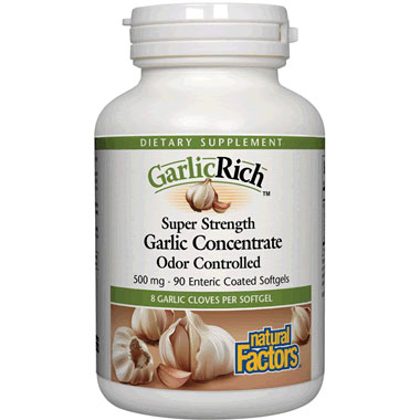 Garlic Rich Super Strength GarlicRich, 180 Enteric Coated Softgels, Natural Factors