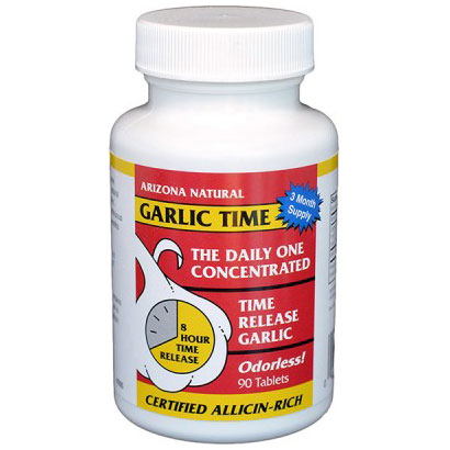 Garlic Time, Odorless Time Release Garlic, Value Size, 180 Tablets, Arizona Natural