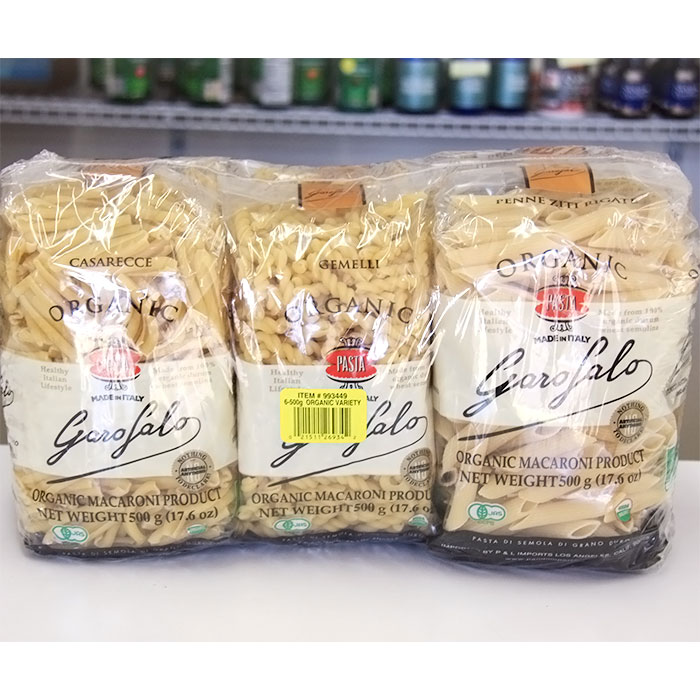 Garofalo Organic Pasta Variety Pack (Casarecce, Gemelli, Penne), 500 g x 6 Pack