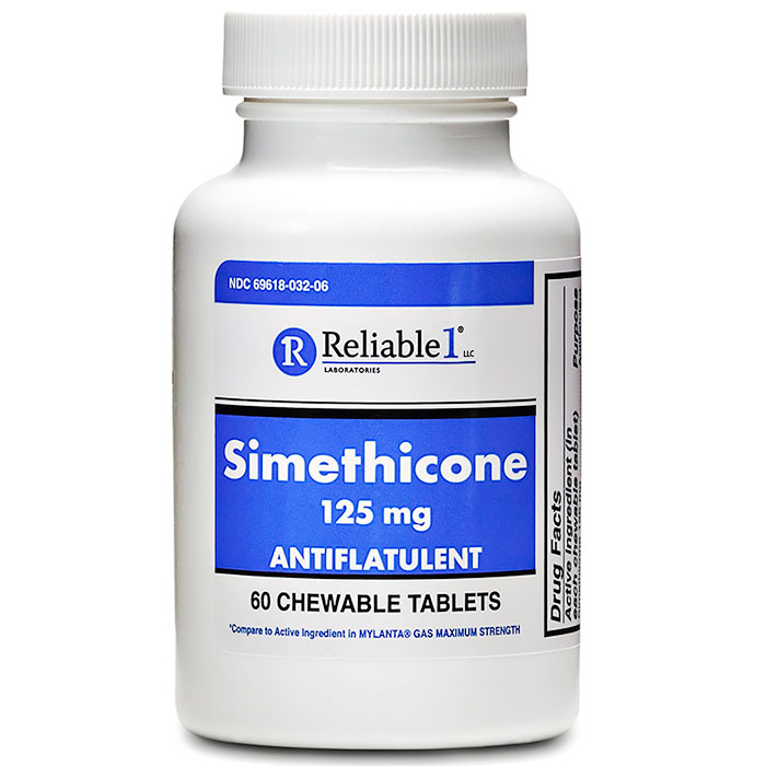 Anti Gas Simethicone 80 mg, 100 Chewable Tablets, Plus Pharma