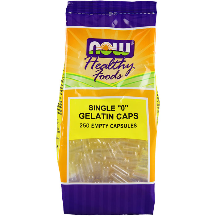 Empty Capsules Gelatin - Single 0, 250 Capsules, NOW Foods