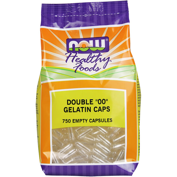 Empty Capsules Gelatin - Double 00, Value Size, 750 Capsules, NOW Foods