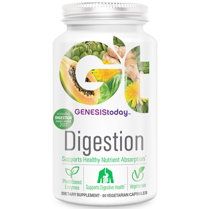 GenEssentials Digestion, Enzyme & Herbal Blend, 90 Vegetarian Capsules, Genesis Today