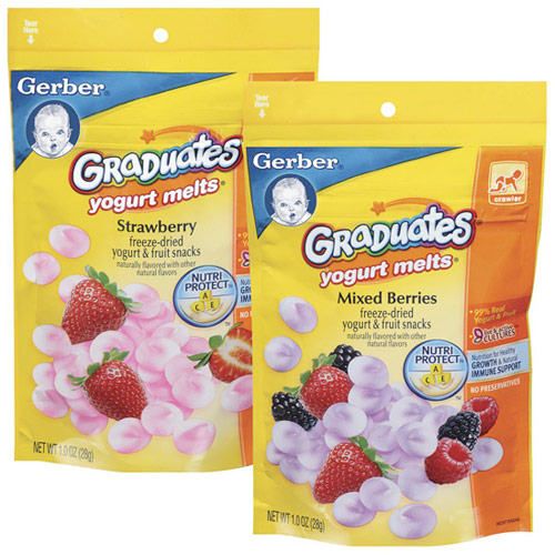 Gerber Graduates Yogurt Melts, Freeze-Dried Yogurt & Fruit Snacks, 4 Pack x 1 oz