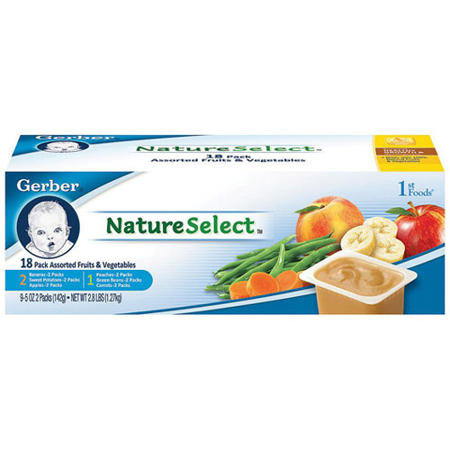 Gerber Gerber NatureSelect 1st Foods Assorted Fruits & Vegetables Purees, 18 Pack (2.8 lb)