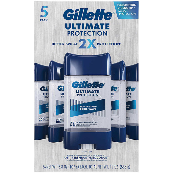 Gillette Advanced Clear Gel Antiperspirant Deodorant, 3.8 oz x 5 ct