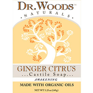 Dr. Woods Ginger Citrus Castile Soap Bar, 5.25 oz, Dr. Woods