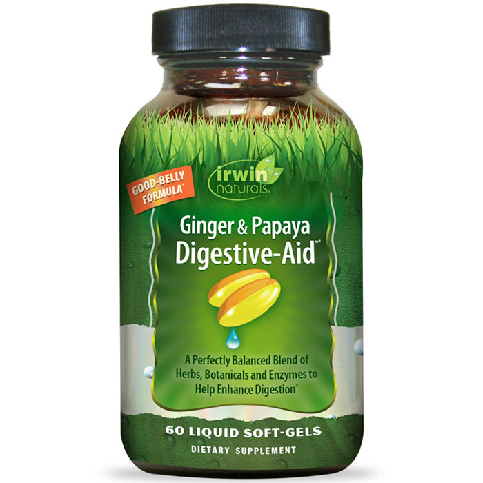 Ginger & Papaya Digestive-Aid, 60 Liquid Soft-Gels, Irwin Naturals
