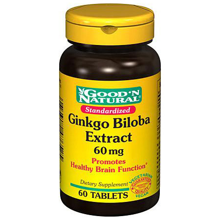 Good 'N Natural Ginkgo Biloba 60 mg Standardized, 60 Tablets, Good 'N Natural