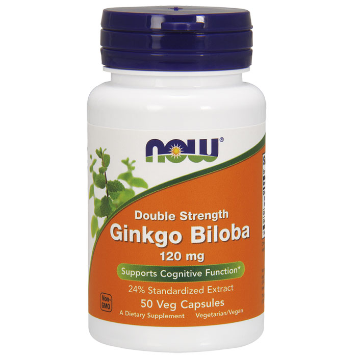 Ginkgo Biloba 120 mg, Standardized Extract, 50 Vegetarian Capsules, NOW Foods