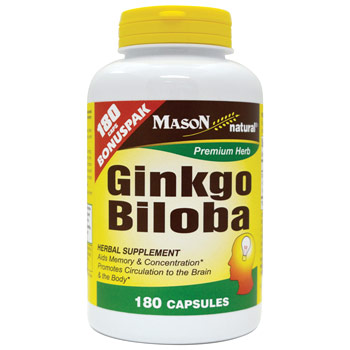 Mason Natural Ginkgo Biloba 500 mg, 180 Capsules, Mason Natural