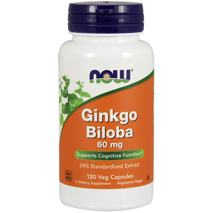 Ginkgo Biloba 60 mg, Standardized Extract, 120 Vegetarian Capsules, NOW Foods