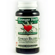 Kroeger Herb Ginkgo Biloba Complete Concentrate, 90 Vegetarian Capsules, Kroeger Herb
