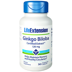Ginkgo Biloba Certified Extract 120 mg, 365 Vegetarian Capsules, Life Extension