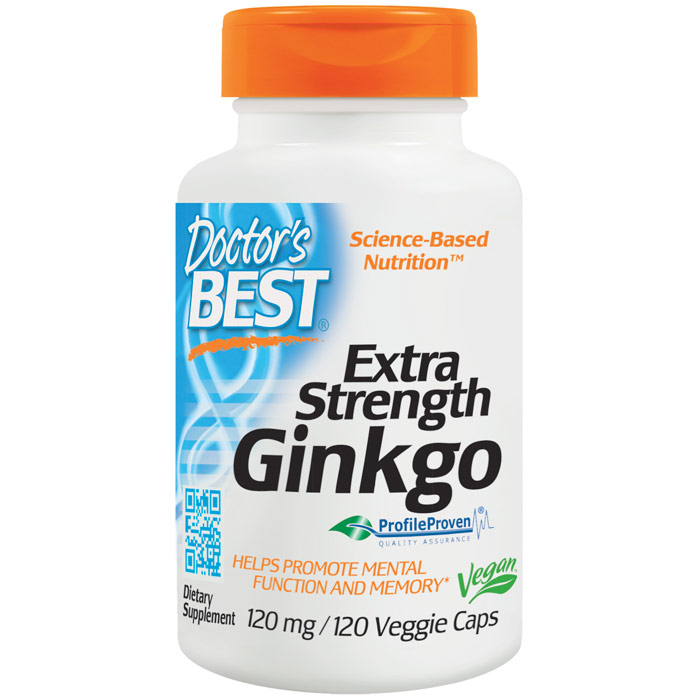 Extra Strength Ginkgo Extract 120 mg, 120 Veggie Caps, Doctors Best