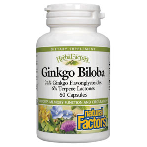 HerbalFactors Ginkgo Biloba, 60 Capsules, Natural Factors