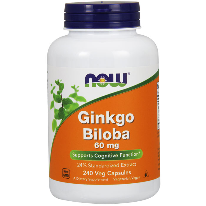 Ginkgo Biloba 60 mg, Standardized Extract, Value Size, 240 Veg Capsules, NOW Foods