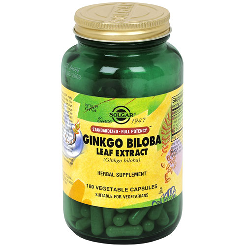 Ginkgo Biloba Leaf Extract - Standardized Full Potency, 180 Vegetable Capsules, Solgar
