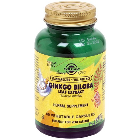 Ginkgo Biloba Leaf Extract - Standardized Full Potency, 60 Vegetable Capsules, Solgar