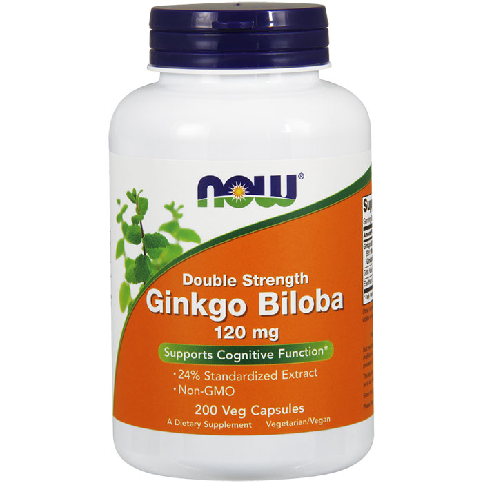 Ginkgo Biloba 120 mg, Standardized Extract, Value Size, 200 Veg Capsules, NOW Foods