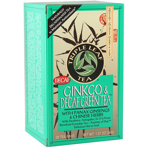 Ginkgo & Decaf Green Tea, 20 Tea Bags x 6 Box, Triple Leaf Tea