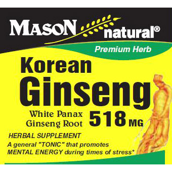 Mason Natural Ginseng (Korean) 518 mg, 100 Capsules, Mason Natural