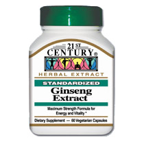 Ginseng Extract 60 Vegetarian Capsules, 21st Century Health Care