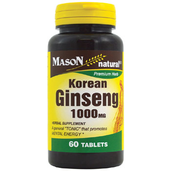 Ginseng (Korean) 1000 mg, 60 Tablets, Mason Natural