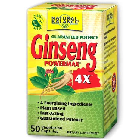 Ginseng Power Max 4X, 50 Vegetarian Capsules, Natural Balance