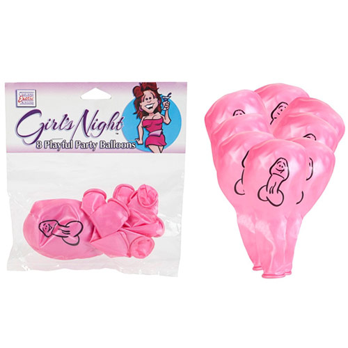 Girl's Night Playful Party Balloons, Pink, 8 pc, California Exotic Novelties
