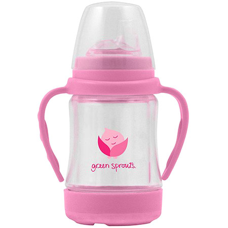 Glass Sip & Straw Cup - Pink, 4 oz, Green Sprouts Baby Products