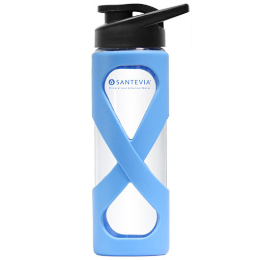 Glass Water Bottle with Silicone Sleeve, 17 oz, Blue, Santevia Water Systems