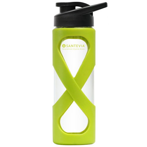 Glass Water Bottle with Silicone Sleeve, 17 oz, Green, Santevia Water Systems