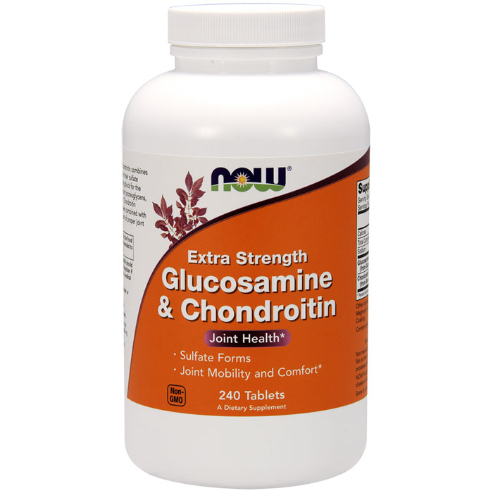 NOW Foods Glucosamine & Chondroitin 2X 750/600 mg, 240 Tablets, NOW Foods