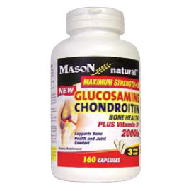 Glucosamine Chondroitin Plus Vitamin D3 2000 IU, 160 Capsules, Mason Natural