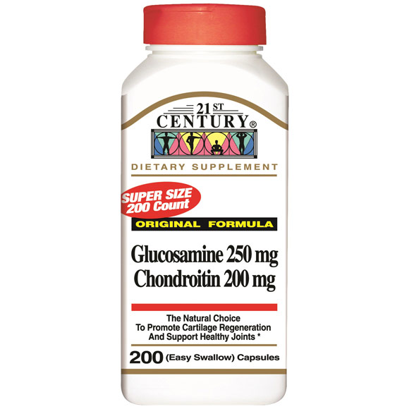 Glucosamine 250 mg & Chondroitin 200 mg, Original Formula, Value Size, 200 Capsules, 21st Century HealthCare