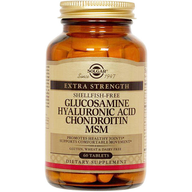 Glucosamine Hyaluronic Acid Chondroitin MSM Shellfish-Free, 120 Tablets, Solgar