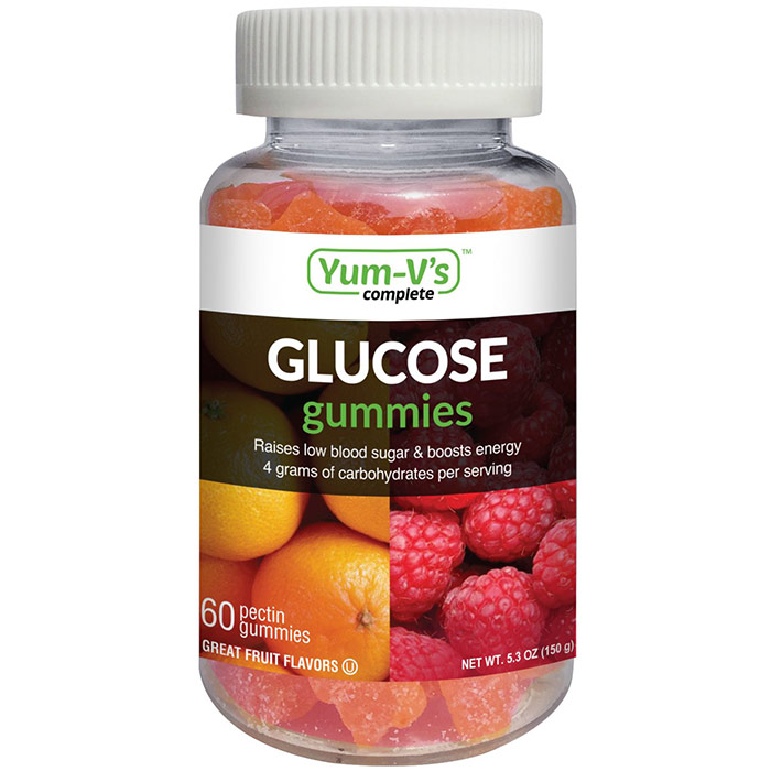Glucose Gummies, Great Fruit Flavors, 60 Pectin Gummies, Yum-Vs Complete