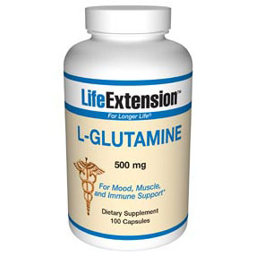 Glutamine 500 mg, 100 Capsules, Life Extension