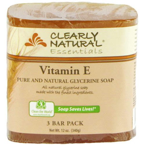 Pure and Natural Glycerine Bar Soap, Vitamin E, 3 Bar Pack (12 oz), Clearly Natural