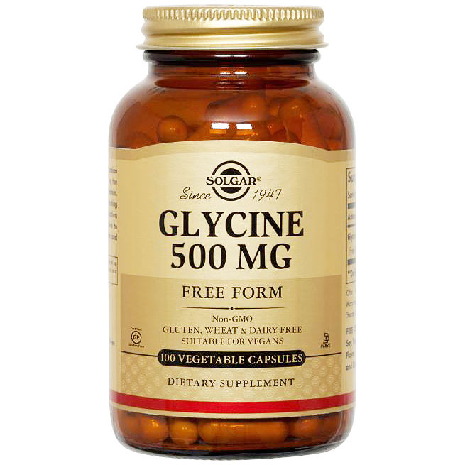 Glycine 500 mg, 100 Vegetable Capsules, Solgar